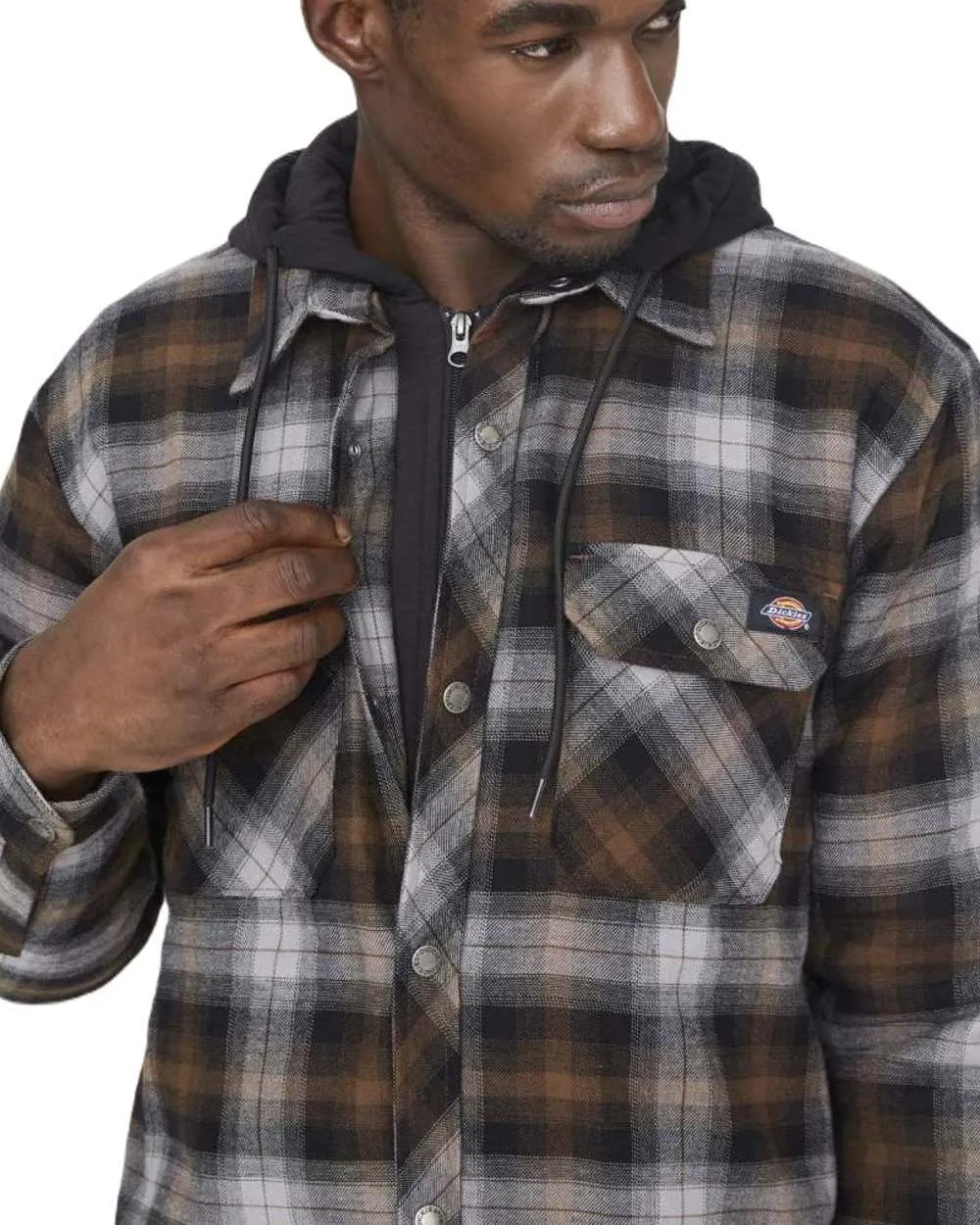 Dickies Fleece Hood Flannel Shirt Jacket Cotton Farming Shirts