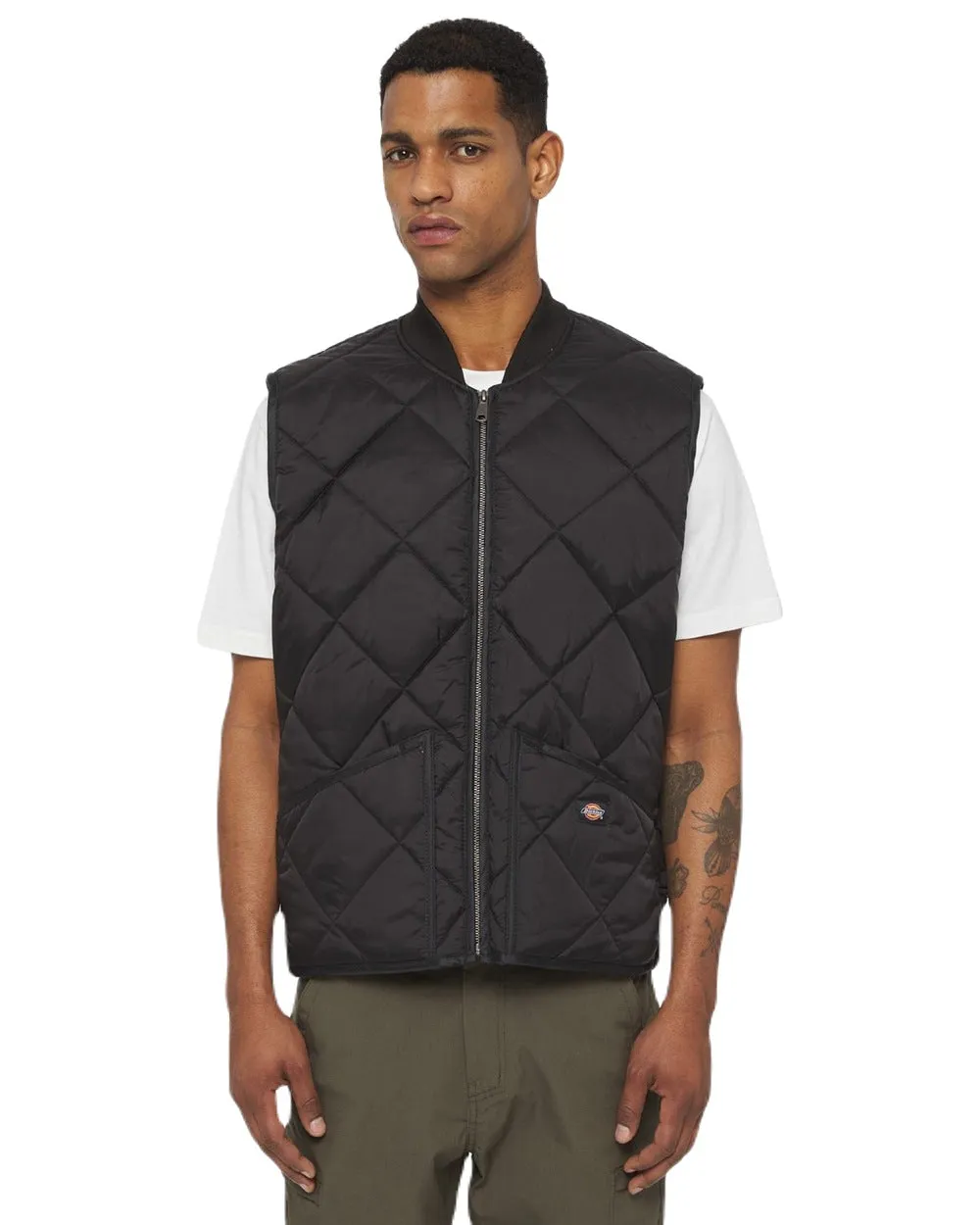 Dickies Mens Diamond Quilted Gilet Long Sleeve Cotton Shirts