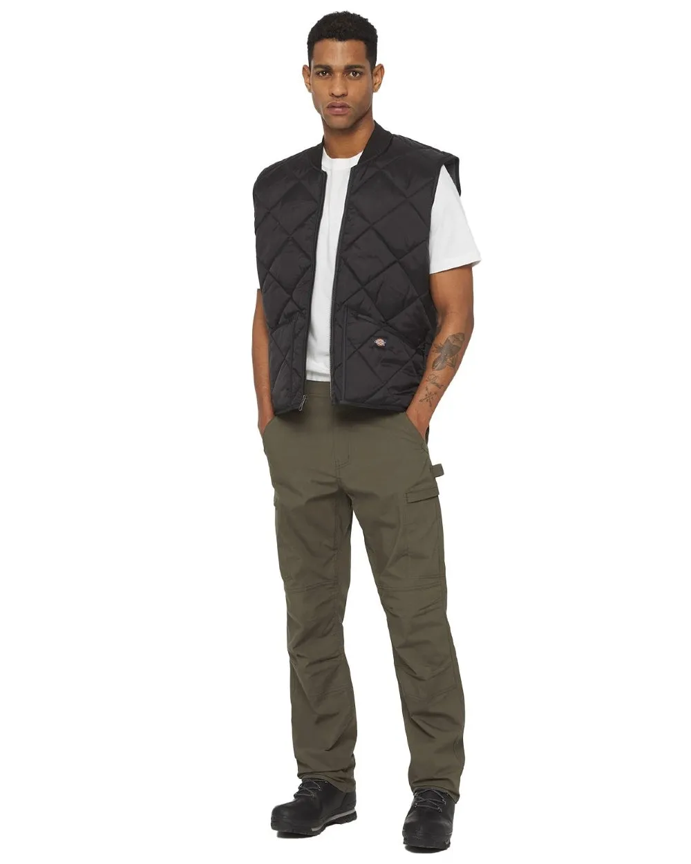 Dickies Mens Diamond Quilted Gilet Long Sleeve Cotton Shirts