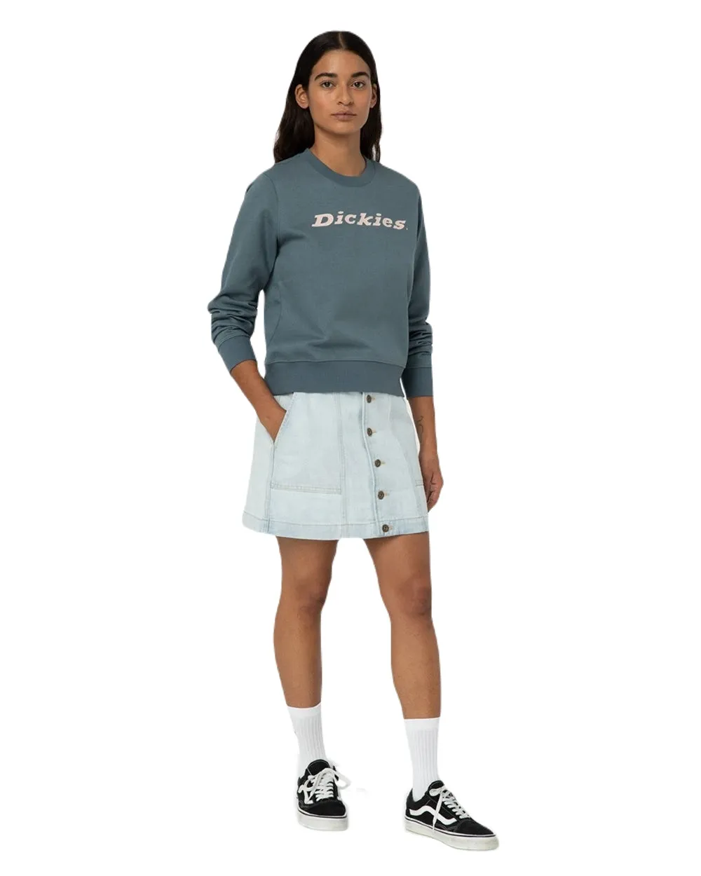 Dickies Womens Heavyweight Wordmark Crew Neck Fleece Workwear Fleece Jackets
