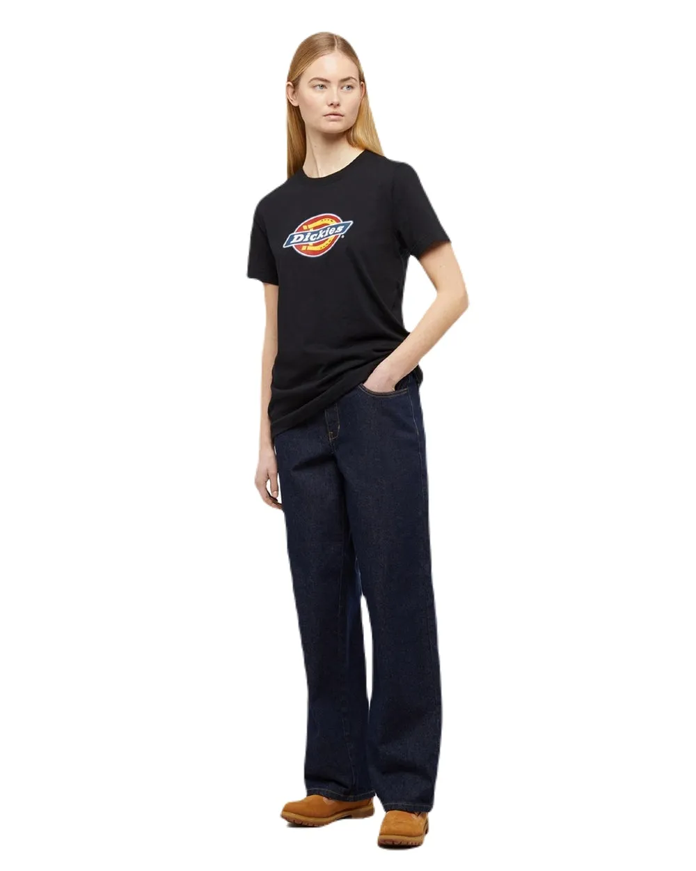 Dickies Womens Tricolour Logo T-Shirt Cotton Farming Shirts
