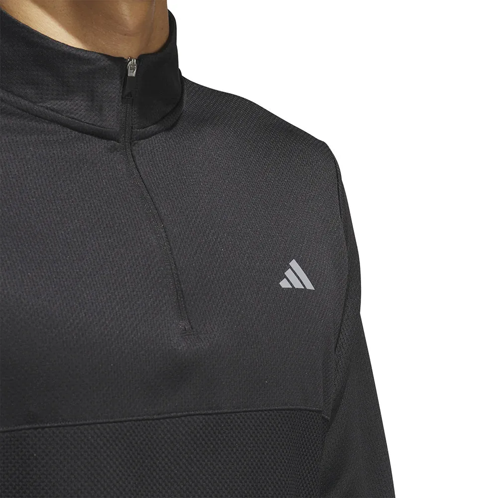 Adidas Textured 1/4 Zip Pullover - Black Walk Loud Step Into Strength