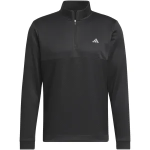 Adidas Textured 1/4 Zip Pullover - Black Rise Every Time Gear Up and Go