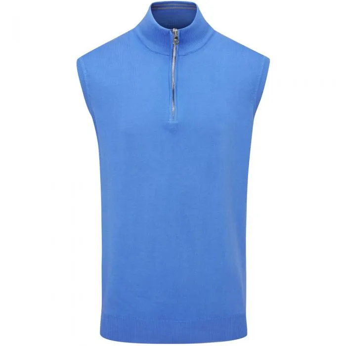 Oscar Jacobson Bob 1/2 Zip Sleeveless Pullover - Mid Blue Fuel Your Fire Redefine Classic
