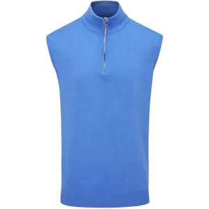 Oscar Jacobson Bob 1/2 Zip Sleeveless Pullover - Mid Blue Fuel Your Fire Redefine Classic