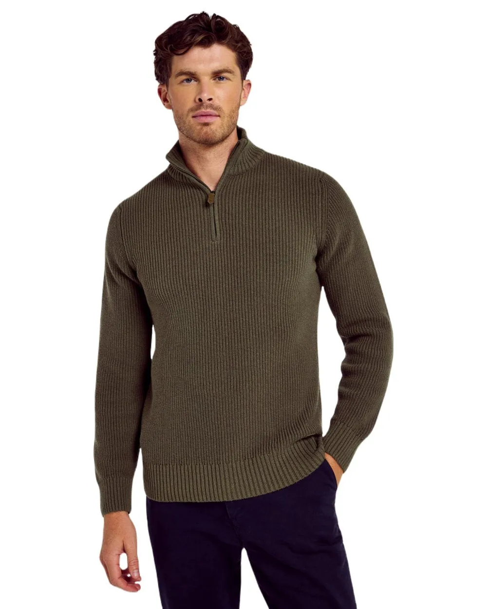 Dubarry Mens Portmarnock Fisherman Zip Neck Sweater Men's Knit Sweaters