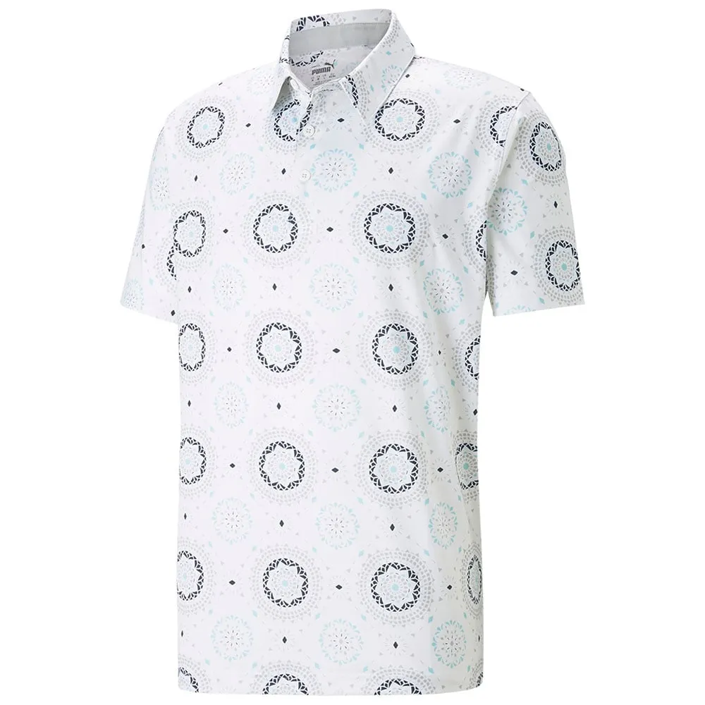 Puma Mattr Rising Polo Shirt - Bright White/Tropical Aqua Halloween Sale Built to Move You