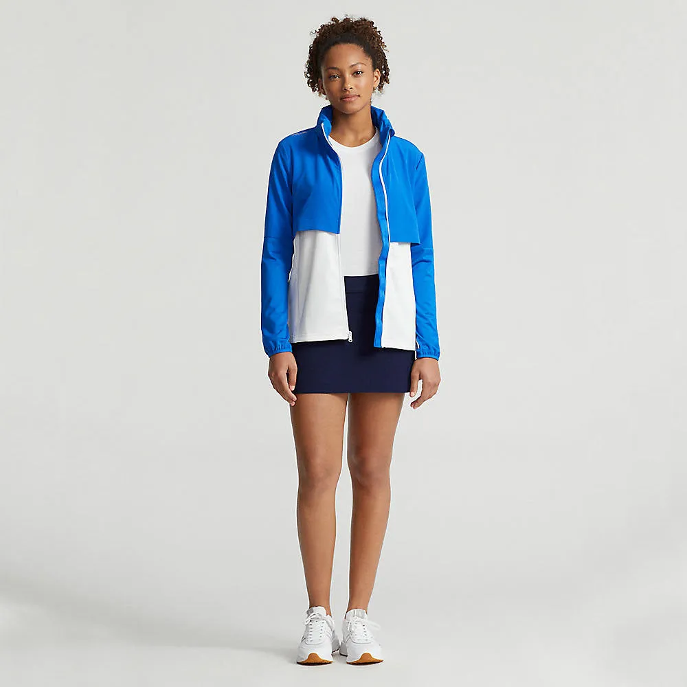 Built to Perform Feel the Energy Rlx Ralph Lauren Women'S Hybrid Full Zip Golf Jacket - Spa Royal/Pure White