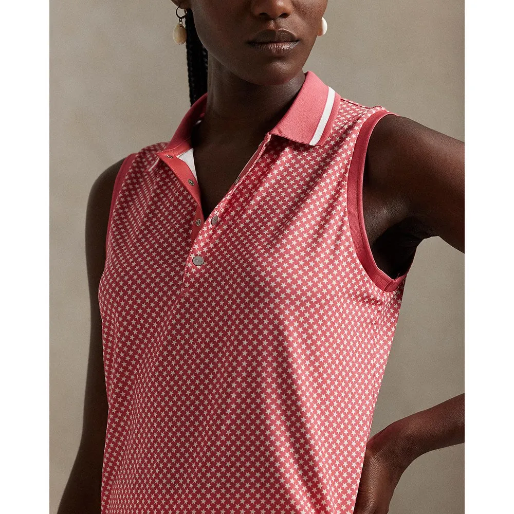 Push Beyond Limits Chase What Moves You Rlx Ralph Lauren Women'S Printed Airflow Sleeveless Polo Shirt - Red Sky Summer Stars