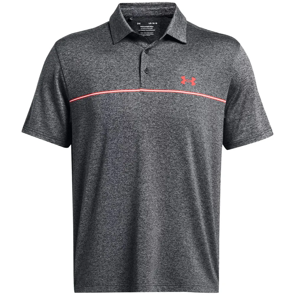 No Limits, Just Style Under Armour Playoff 3.0 Stripe Polo Shirt - Black/Red Solstice