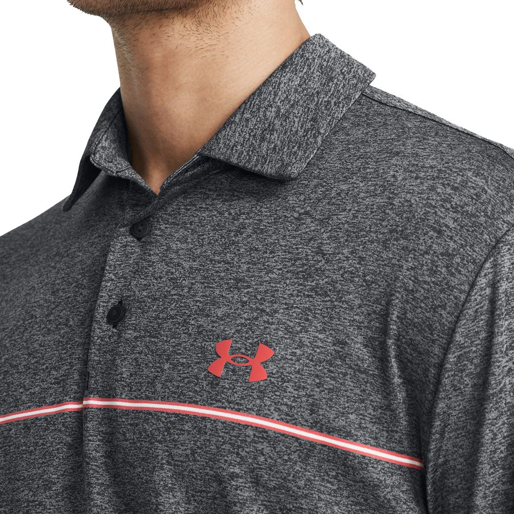 Easter Sale Under Armour Playoff 3.0 Stripe Polo Shirt - Black/Red Solstice
