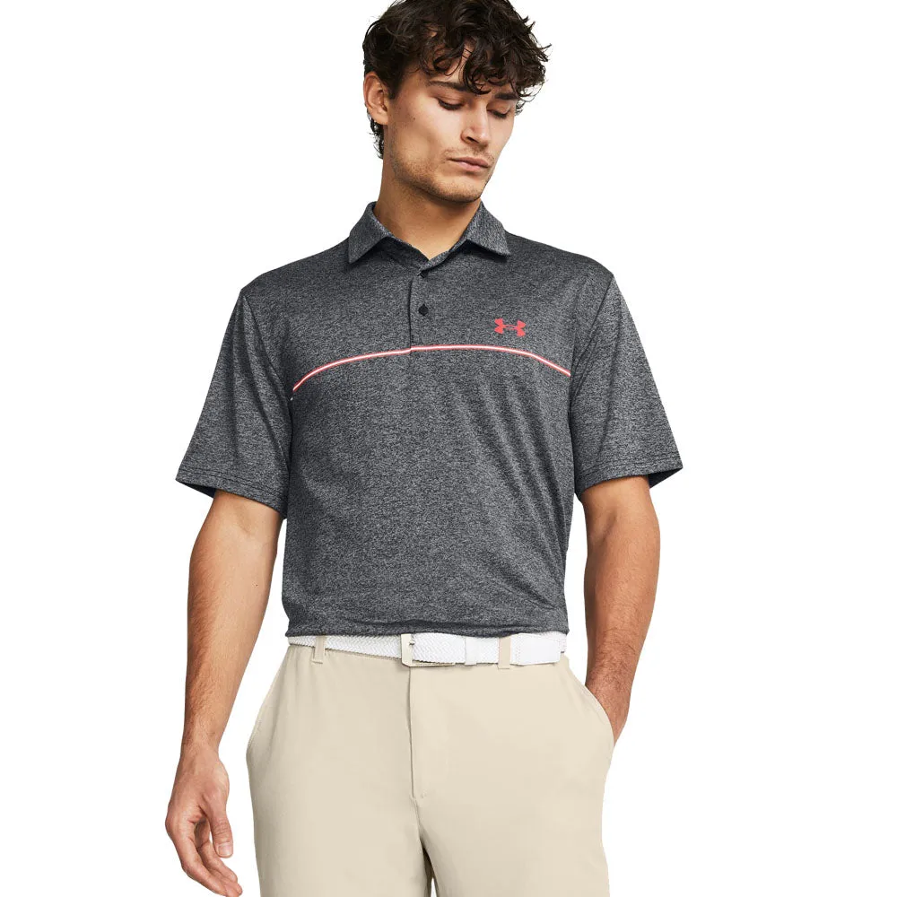 Under Armour Playoff 3.0 Stripe Polo Shirt - Black/Red Solstice Lead with Style Holiday Sale