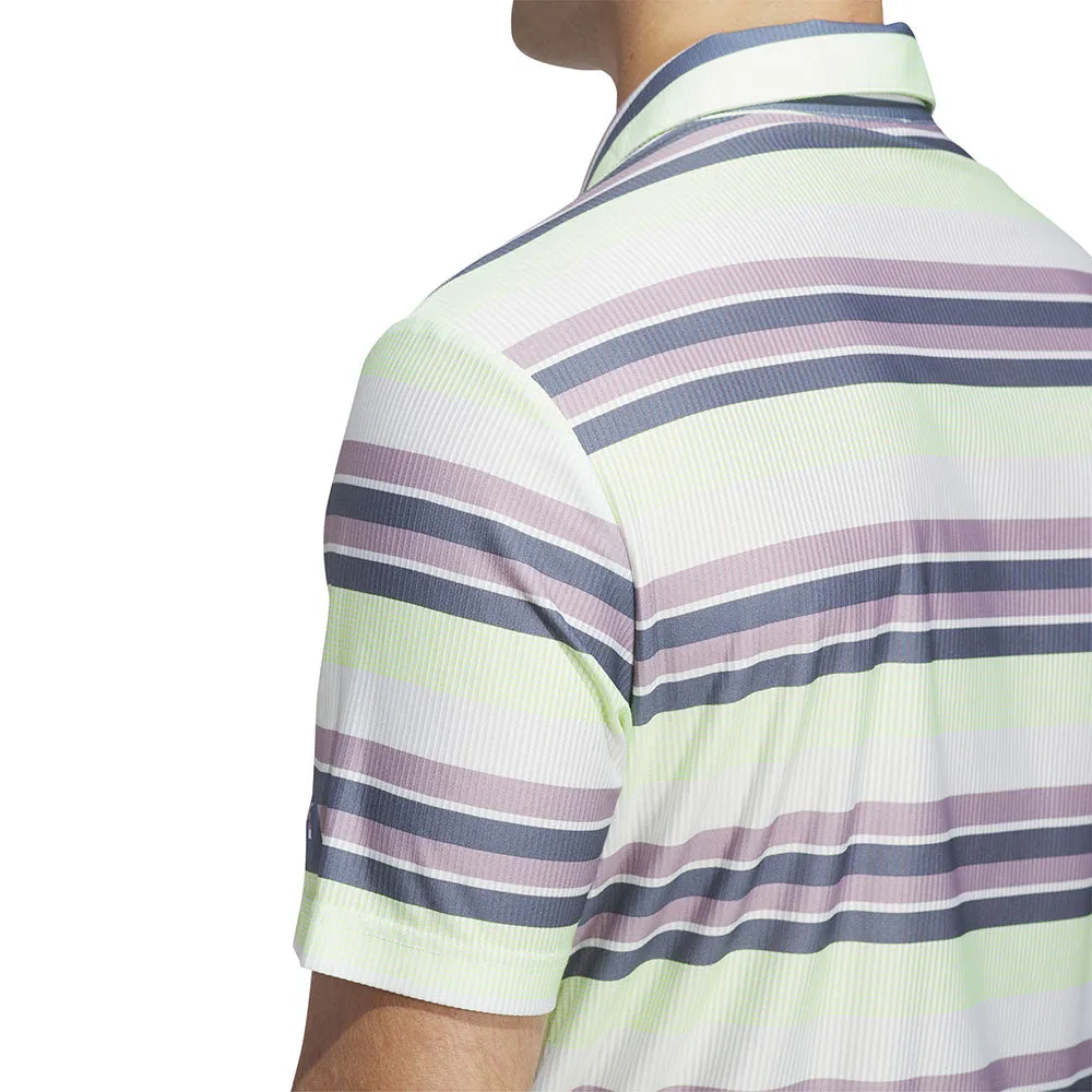 Keep Going Strong Adidas Ult365 Heat.Rdy Stripe Polo Shirt - Green Spark