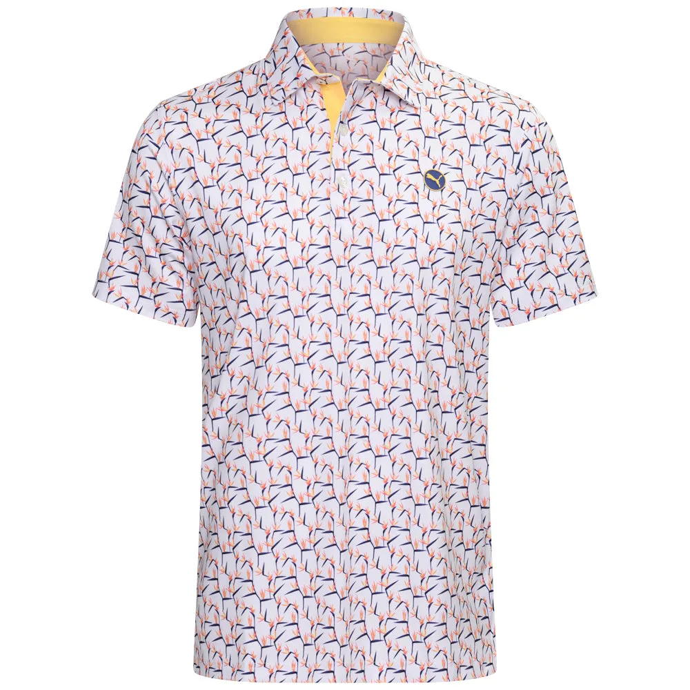 New Year's Eve Sale Puma Mattr Paradise Polo Shirt - White Glow/Sunny Yellow