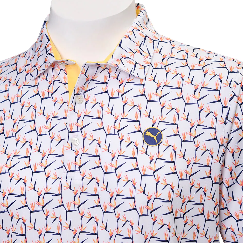 Empower Your Journey Define Your Own Way Puma Mattr Paradise Polo Shirt - White Glow/Sunny Yellow