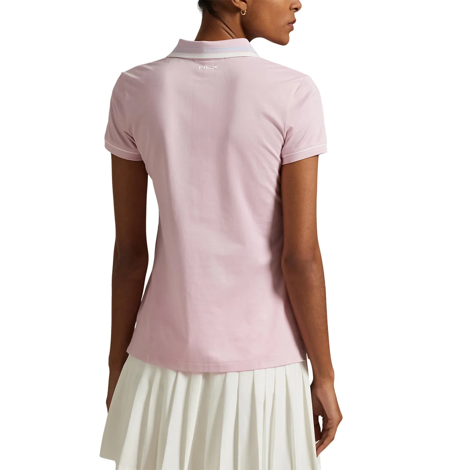 Rlx Ralph Lauren Women'S Tour Pique Polo Shirt - Garden Pink/White/Pale Blue Thanksgiving Day Sale Move Beyond Ordinary