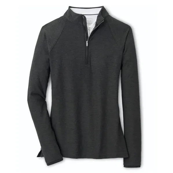 Peter Millar Women'S Melange Raglan Sleeve 1/4 Zip Midlayer - Black Stay in Motion Break Boundaries
