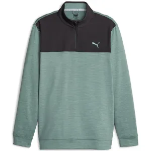 Thanksgiving Day Sale Puma Cloudspun Colour Block 1/4 Zip Pullover - Puma Black/Eucalyptus Heather
