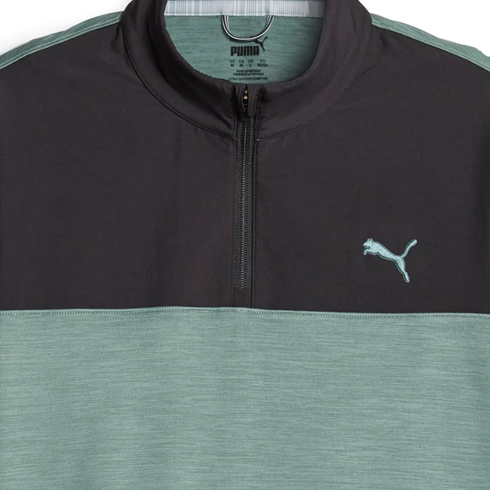 Puma Cloudspun Colour Block 1/4 Zip Pullover - Puma Black/Eucalyptus Heather No Limits, Just Style Dare to Lead