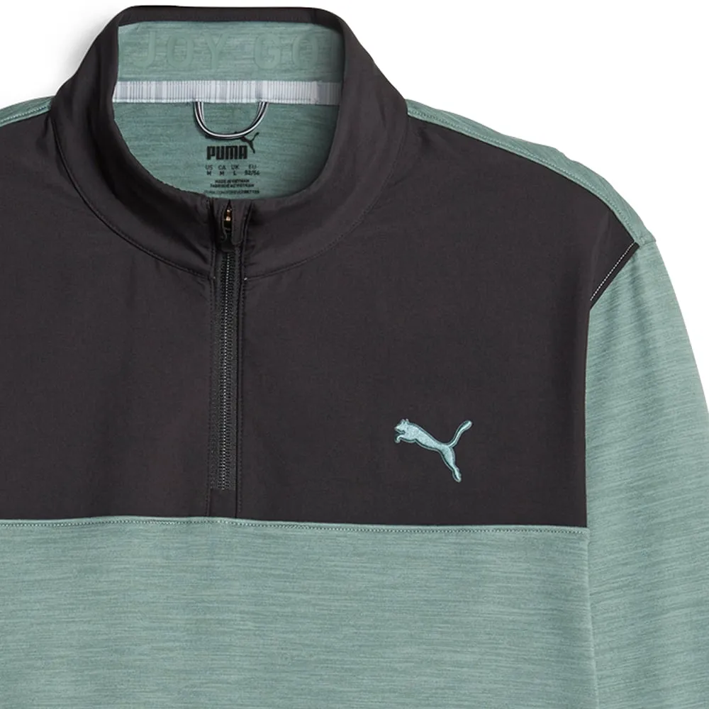 Style Meets Power Puma Cloudspun Colour Block 1/4 Zip Pullover - Puma Black/Eucalyptus Heather