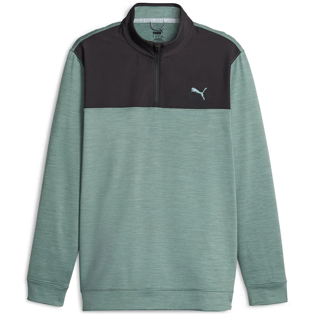 Thanksgiving Day Sale Puma Cloudspun Colour Block 1/4 Zip Pullover - Puma Black/Eucalyptus Heather