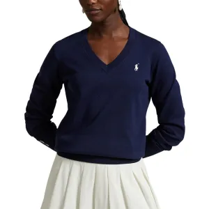Rise Every Time Rlx Ralph Lauren Women'S Cotton Blend V-Neck Golf Jumper - Refined Navy