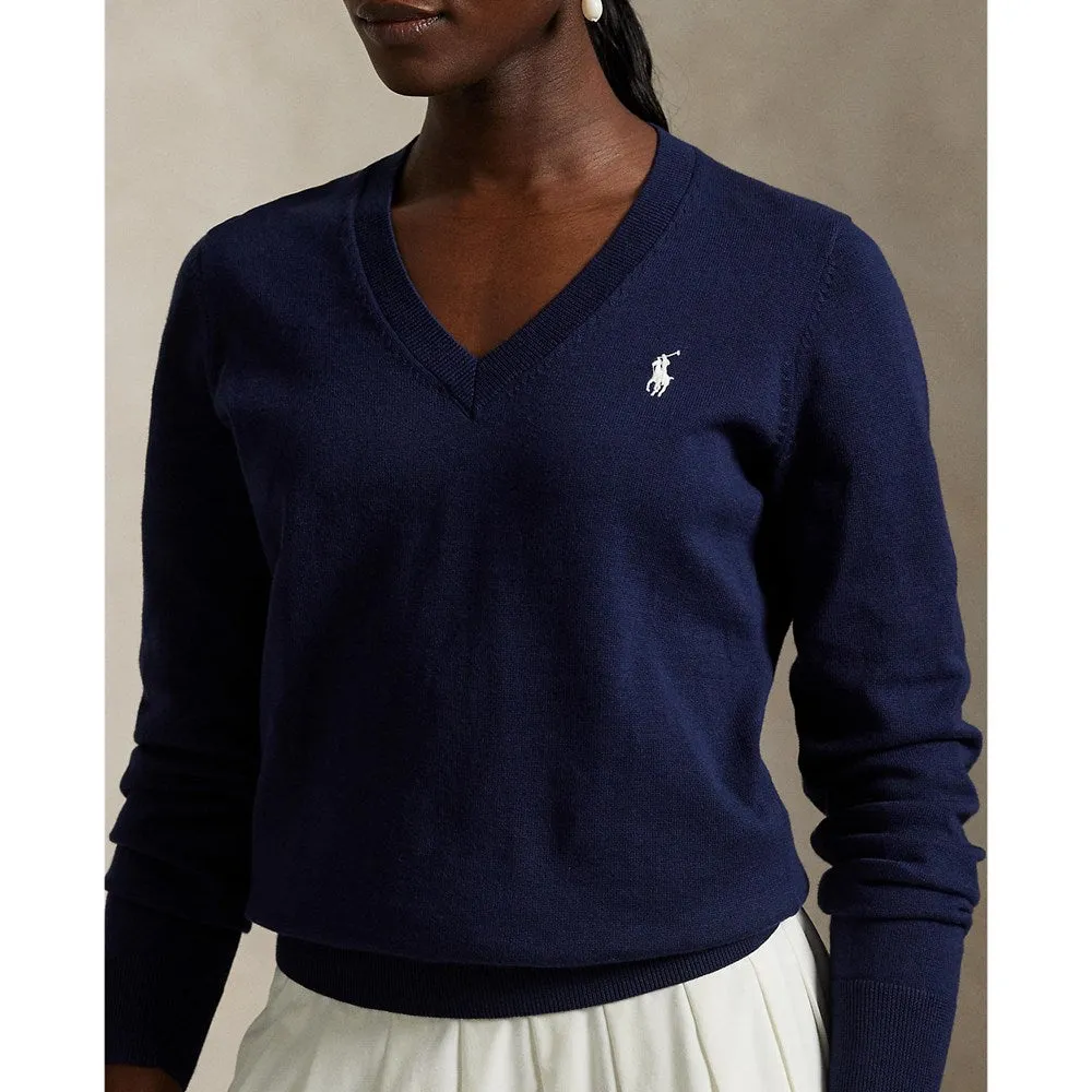 Rlx Ralph Lauren Women'S Cotton Blend V-Neck Golf Jumper - Refined Navy Unleash Your Power Black Friday Sale