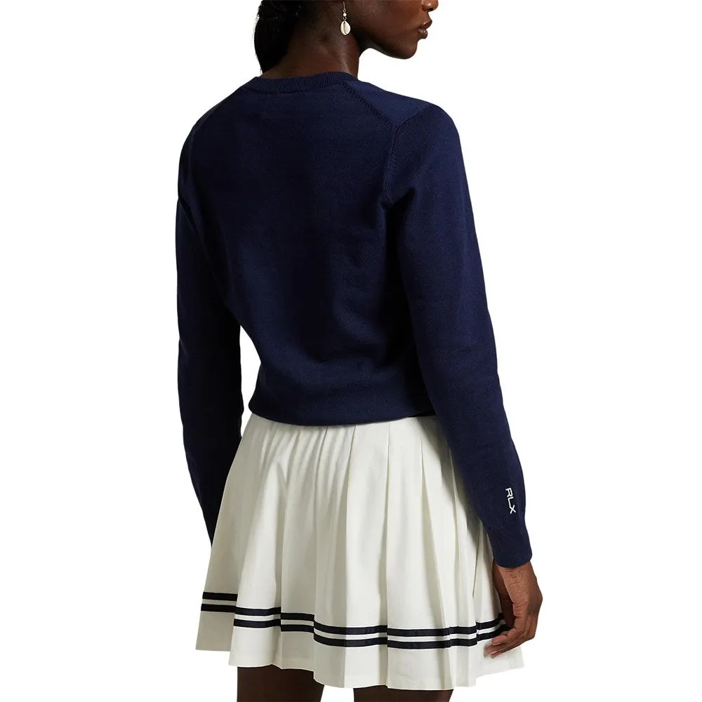 Rlx Ralph Lauren Women'S Cotton Blend V-Neck Golf Jumper - Refined Navy Christmas Day Sale