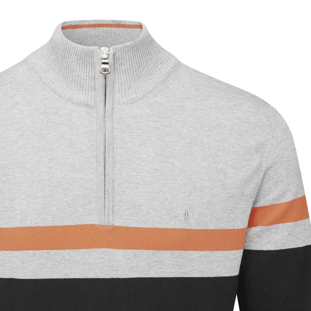 Black Friday Sale Break Boundaries Oscar Jacobson Windsor Pin Knit 1/2 Zip Sweater - Black/Light Grey