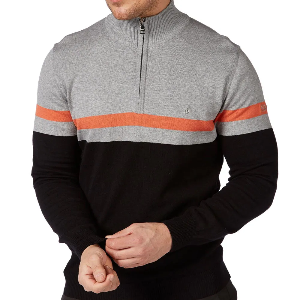 Oscar Jacobson Windsor Pin Knit 1/2 Zip Sweater - Black/Light Grey Gear Up and Go