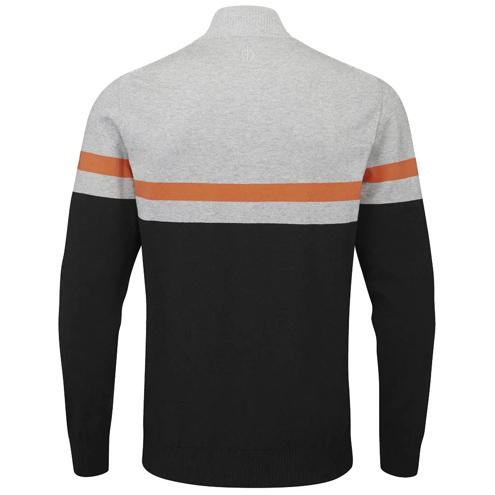 Oscar Jacobson Windsor Pin Knit 1/2 Zip Sweater - Black/Light Grey Budget Friendly Fuel Your Fire