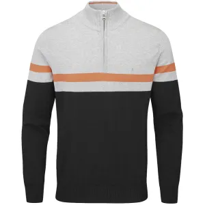 Valentine's Day Sale Power Every Step Oscar Jacobson Windsor Pin Knit 1/2 Zip Sweater - Black/Light Grey