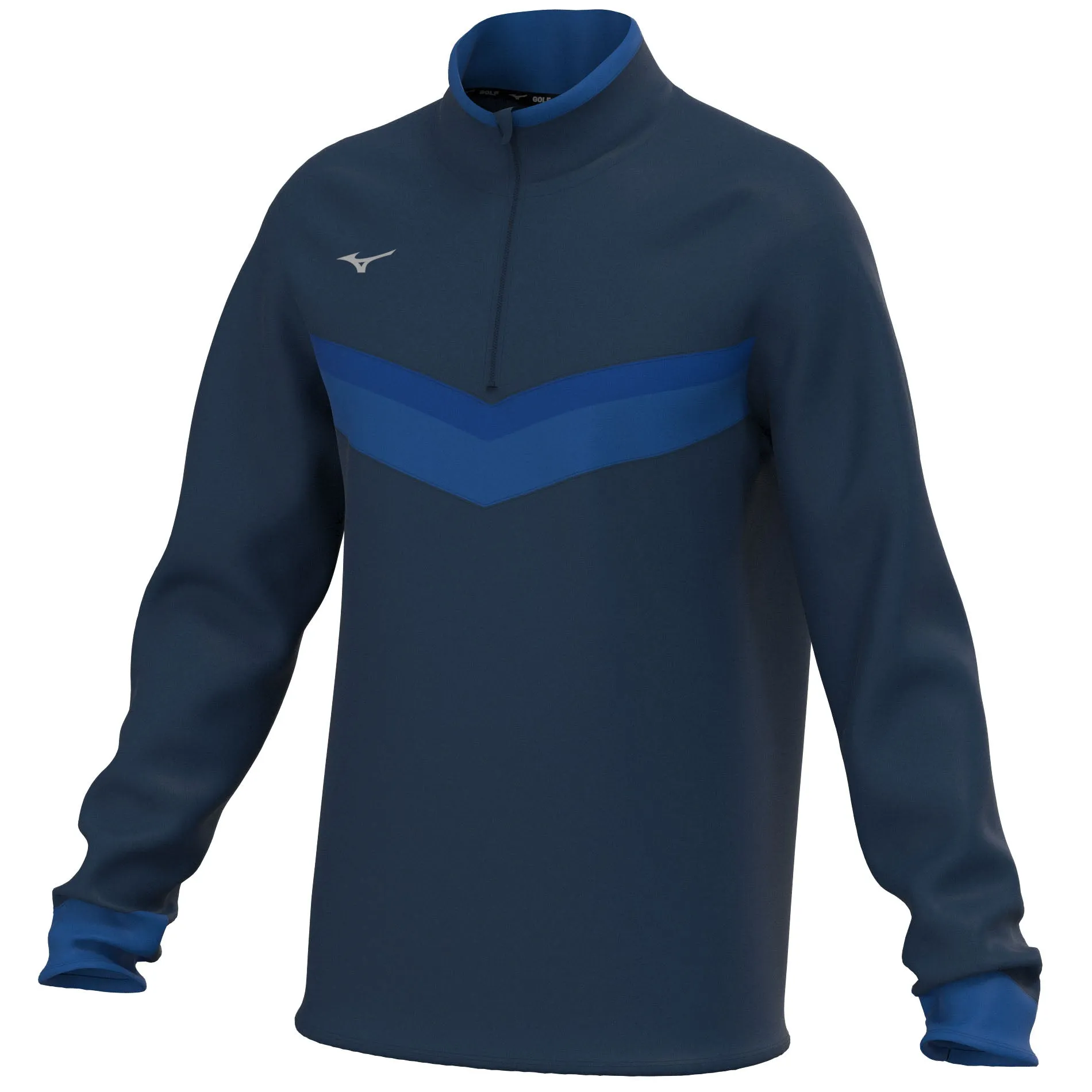 Mizuno V Stripe 1/4 Zip Pullover - Navy Power Every Step Stay in Motion