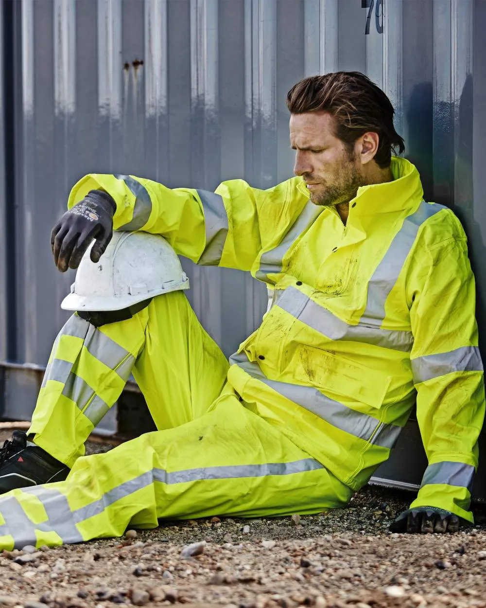 Elka Mens Dry Zone Visible Hi-Vis Rain Jacket Dog Walking Waterproof Jackets