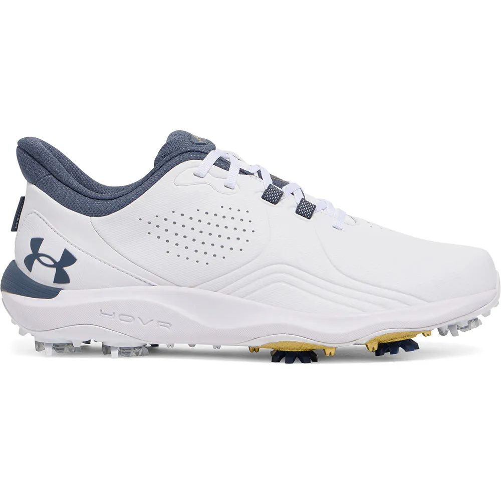 Confidence Starts Here Deal Of The Century Under Armour Drive Pro Spiked Waterproof Shoes - White/Metallic Gold/Downpour Grey