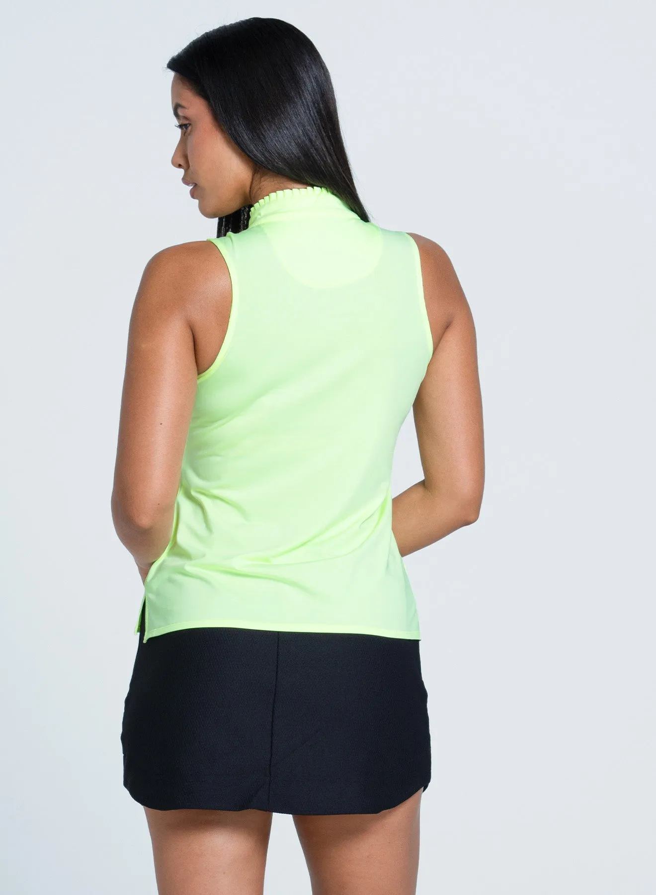 Pleated Placket Sleeveless Walk Tall Stride with Confidence
