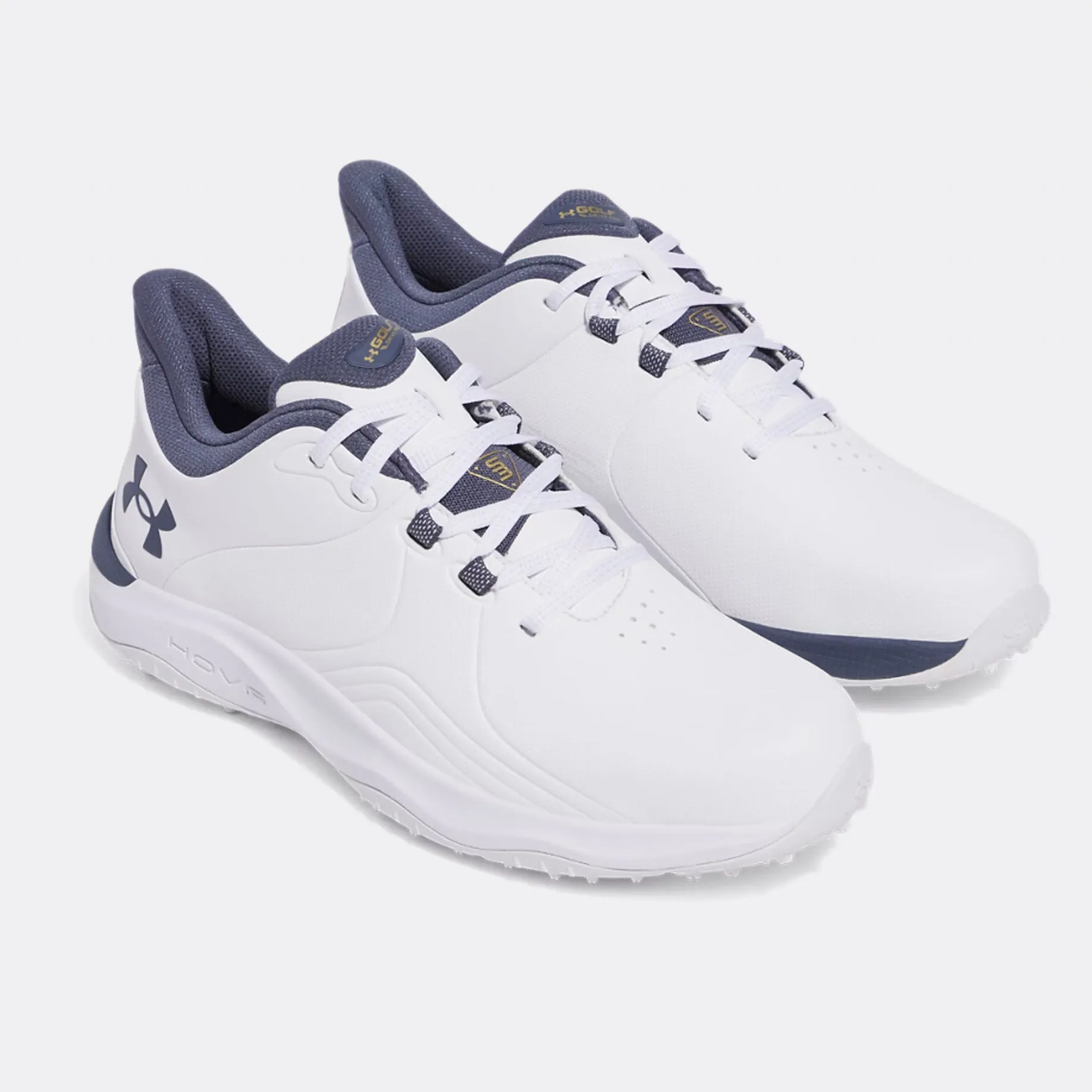 Style Meets Power Mother's Day Sale Under Armour Drive Pro Spikeless Golf Shoes - White/Metallic Gold/Grey