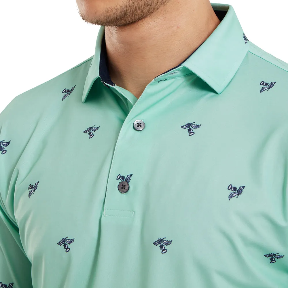 Limited Time Offer Loud Looks, Smooth Moves Footjoy Thistle Print Lisle Polo Shirt - Sea Glass