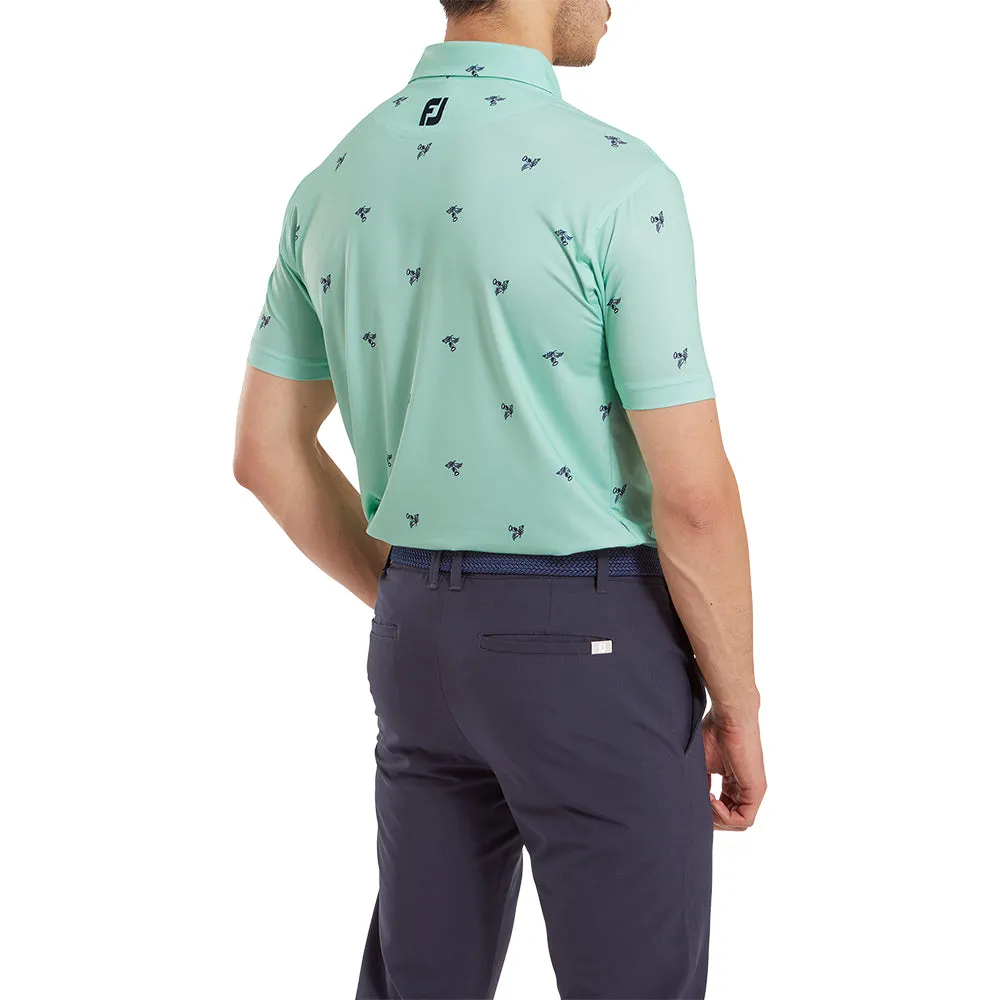 Footjoy Thistle Print Lisle Polo Shirt - Sea Glass Winter Sale Designed to Dominate