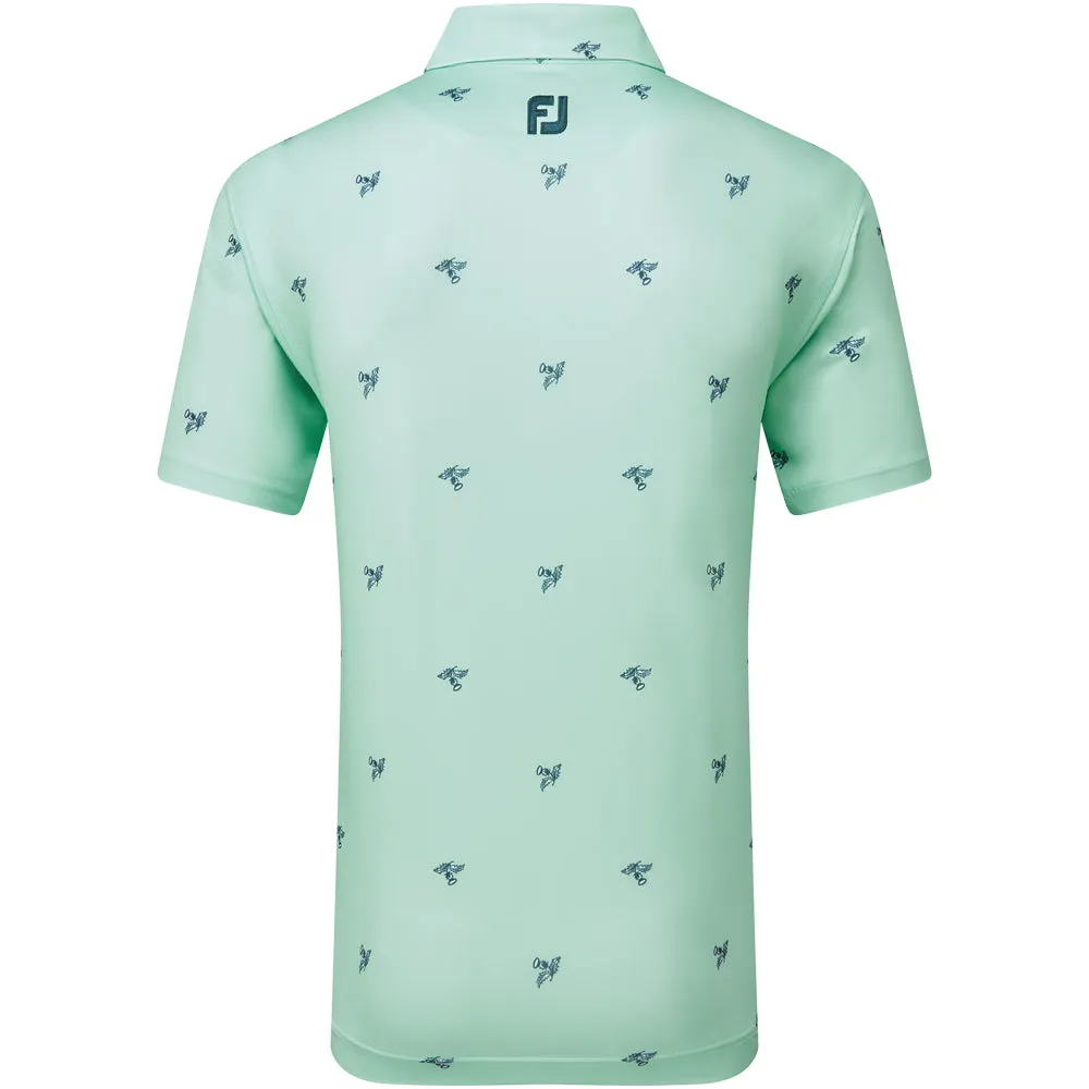 Christmas Eve Sale Footjoy Thistle Print Lisle Polo Shirt - Sea Glass