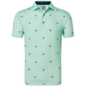 Father's Day Sale Limited Time Offer Footjoy Thistle Print Lisle Polo Shirt - Sea Glass
