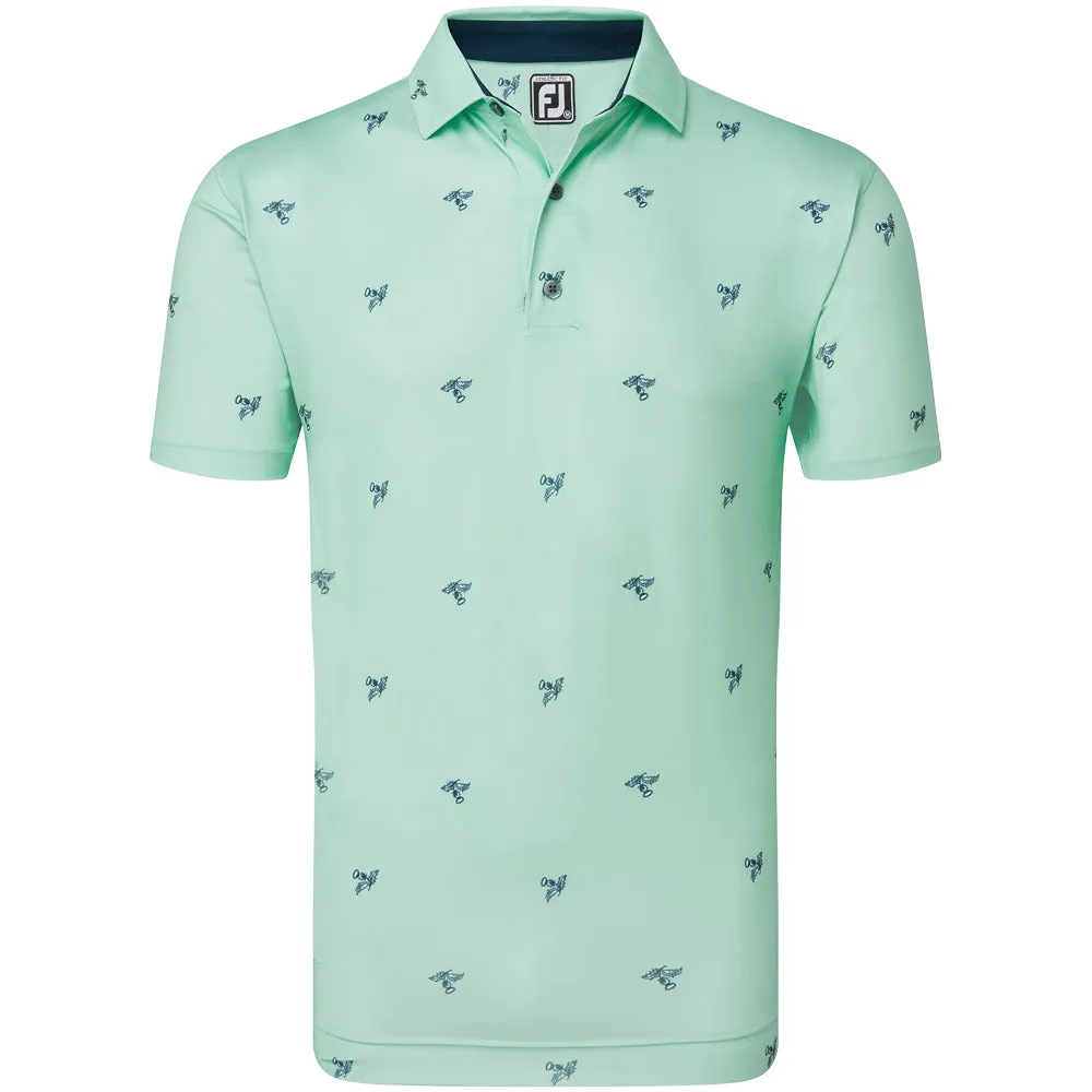 Father's Day Sale Limited Time Offer Footjoy Thistle Print Lisle Polo Shirt - Sea Glass