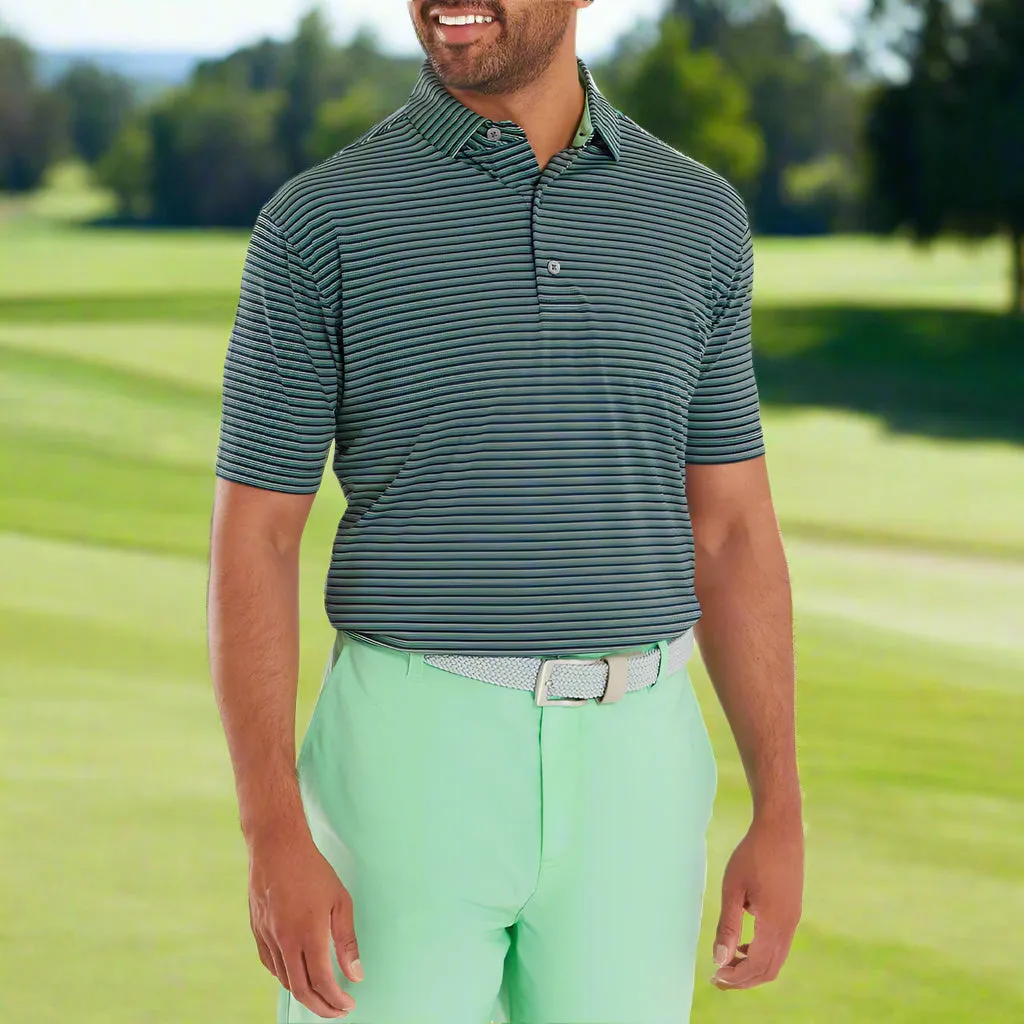 Memorial Day Sale Feel the Energy Footjoy Triple Pinstripe Lisle Polo Shirt - Navy