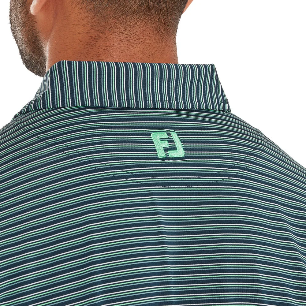 Footjoy Triple Pinstripe Lisle Polo Shirt - Navy Walk with Power Black Friday Sale