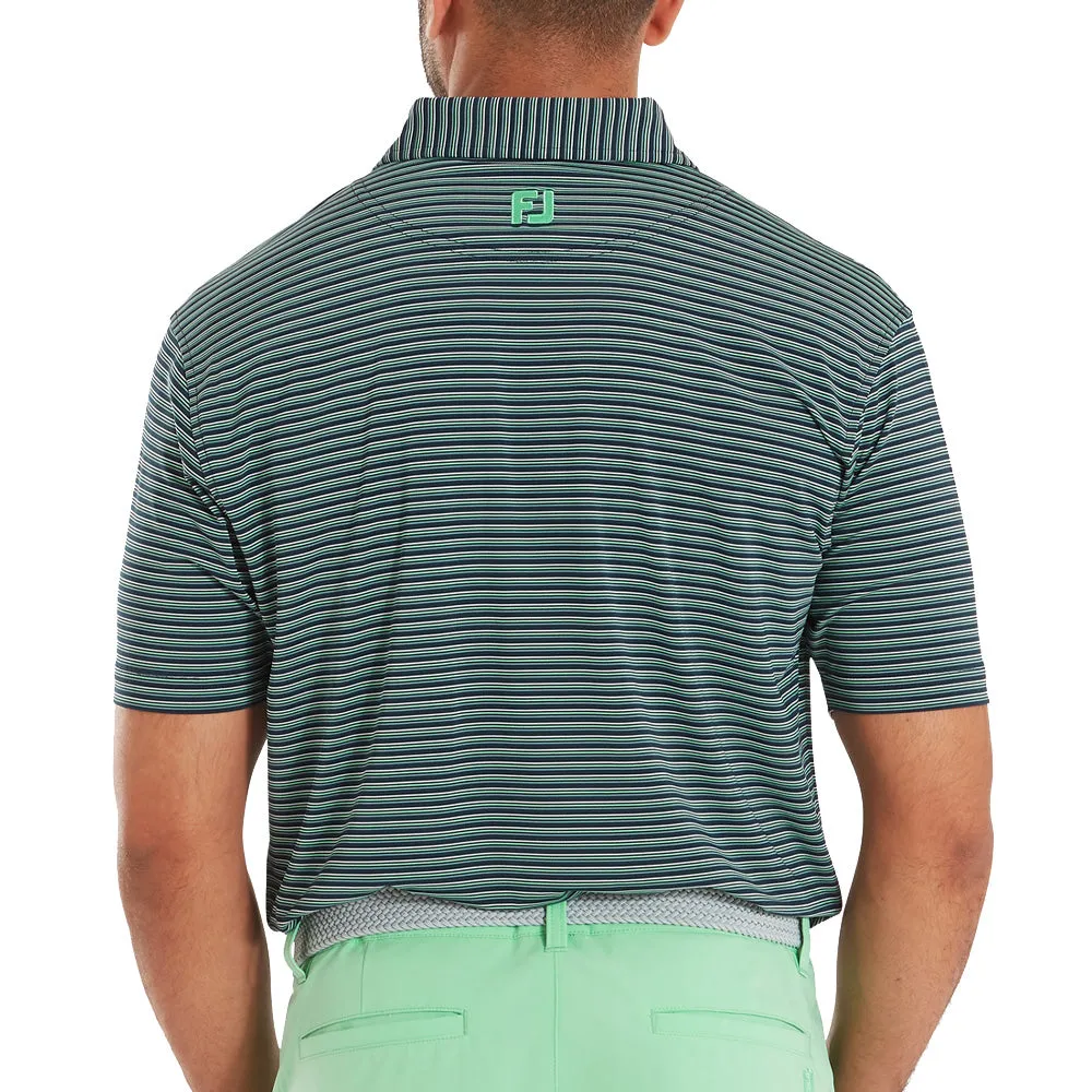 Footjoy Triple Pinstripe Lisle Polo Shirt - Navy Great Value
