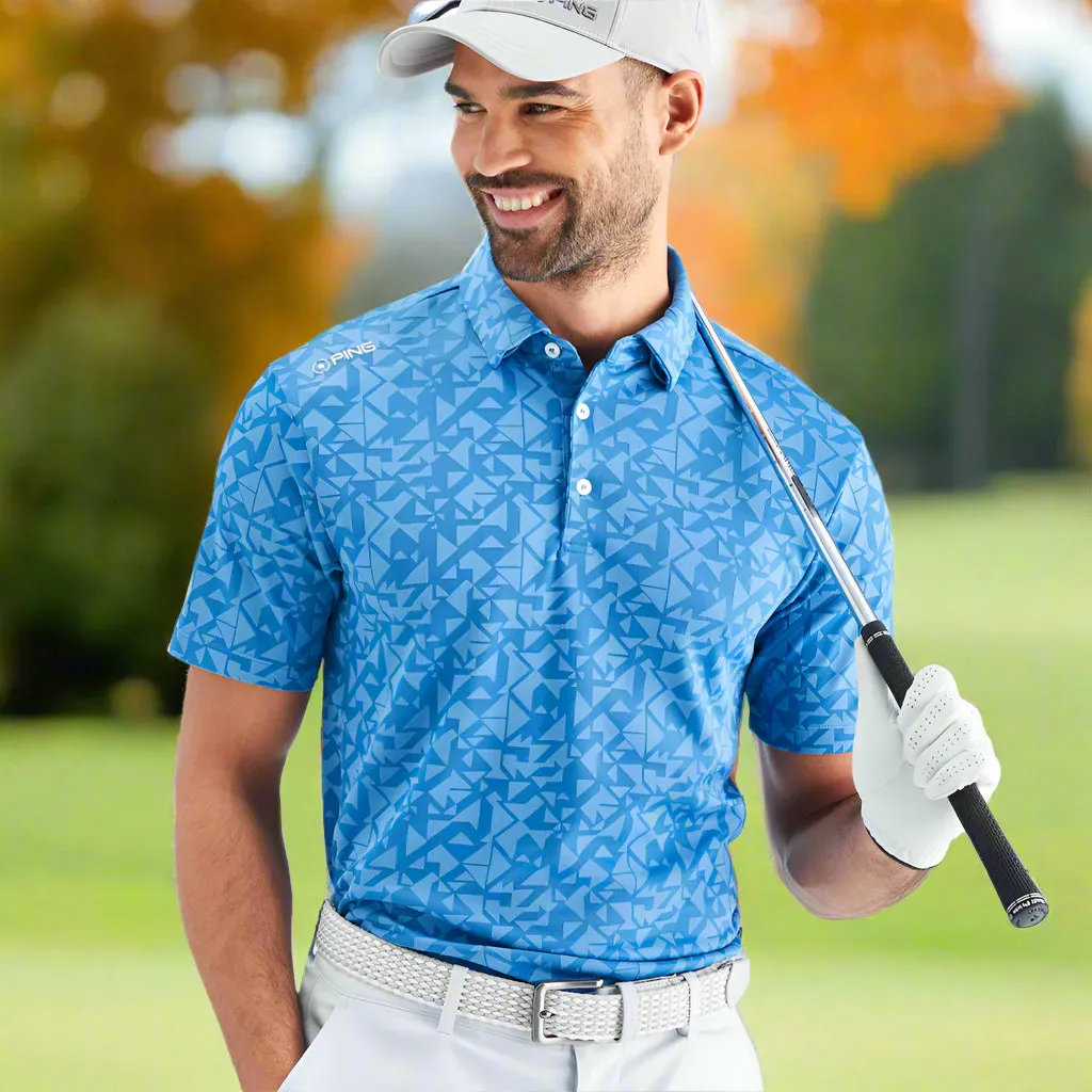 Ping Geo-Camo Polo Shirt - Tidal Blue Command Attention Chase What Moves You