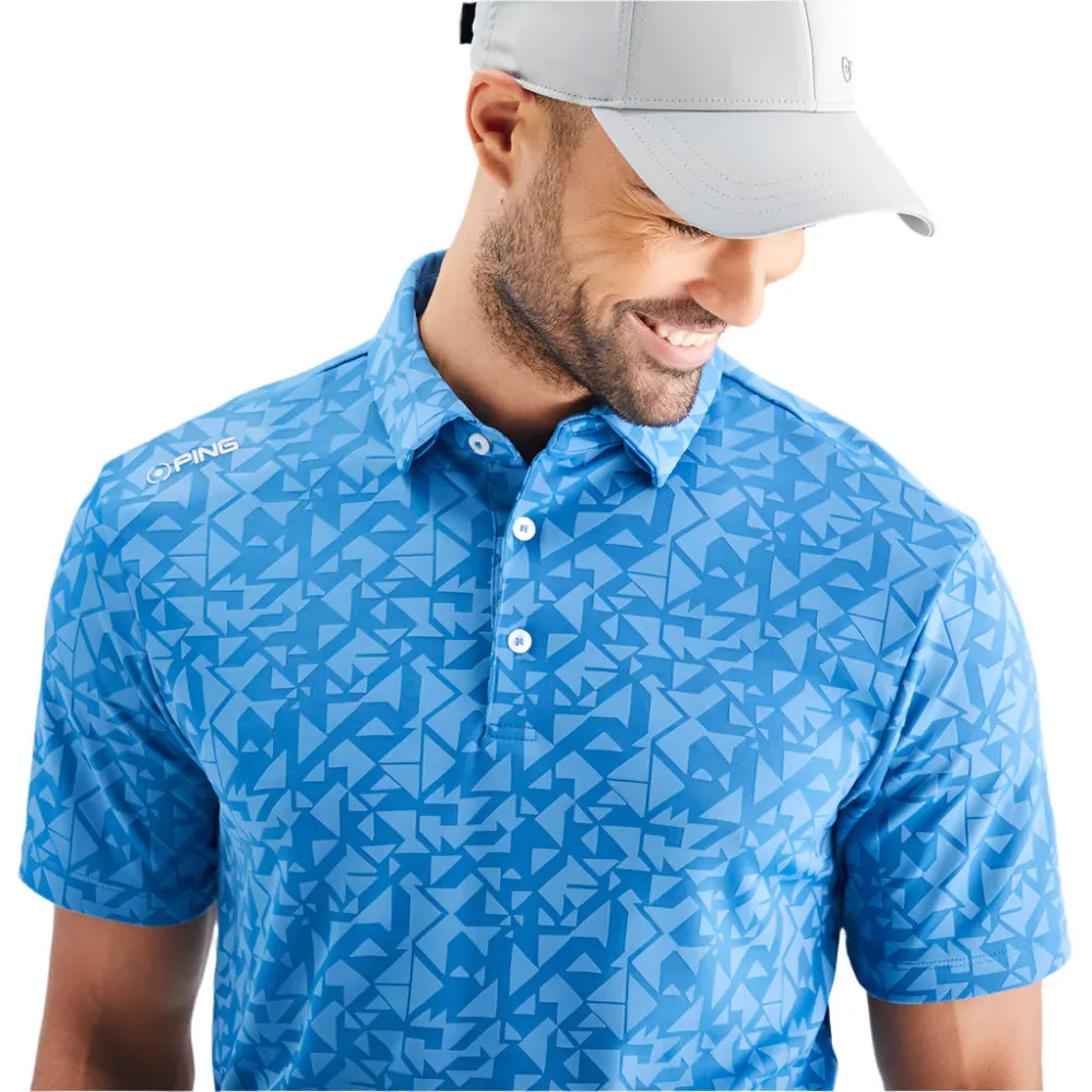 All Saints' Day Sale Ping Geo-Camo Polo Shirt - Tidal Blue