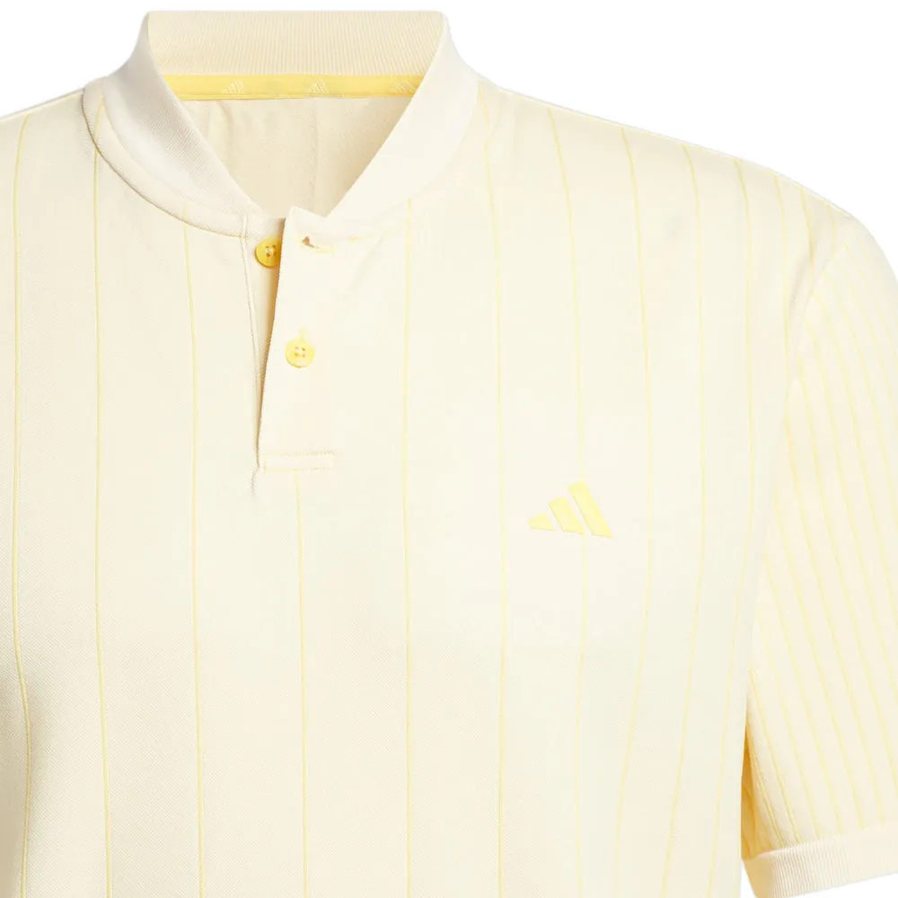Step into the Beat Valentine's Day Sale Adidas Ultimate 365 Tour Primeknit Striped Polo Shirt - Ivory