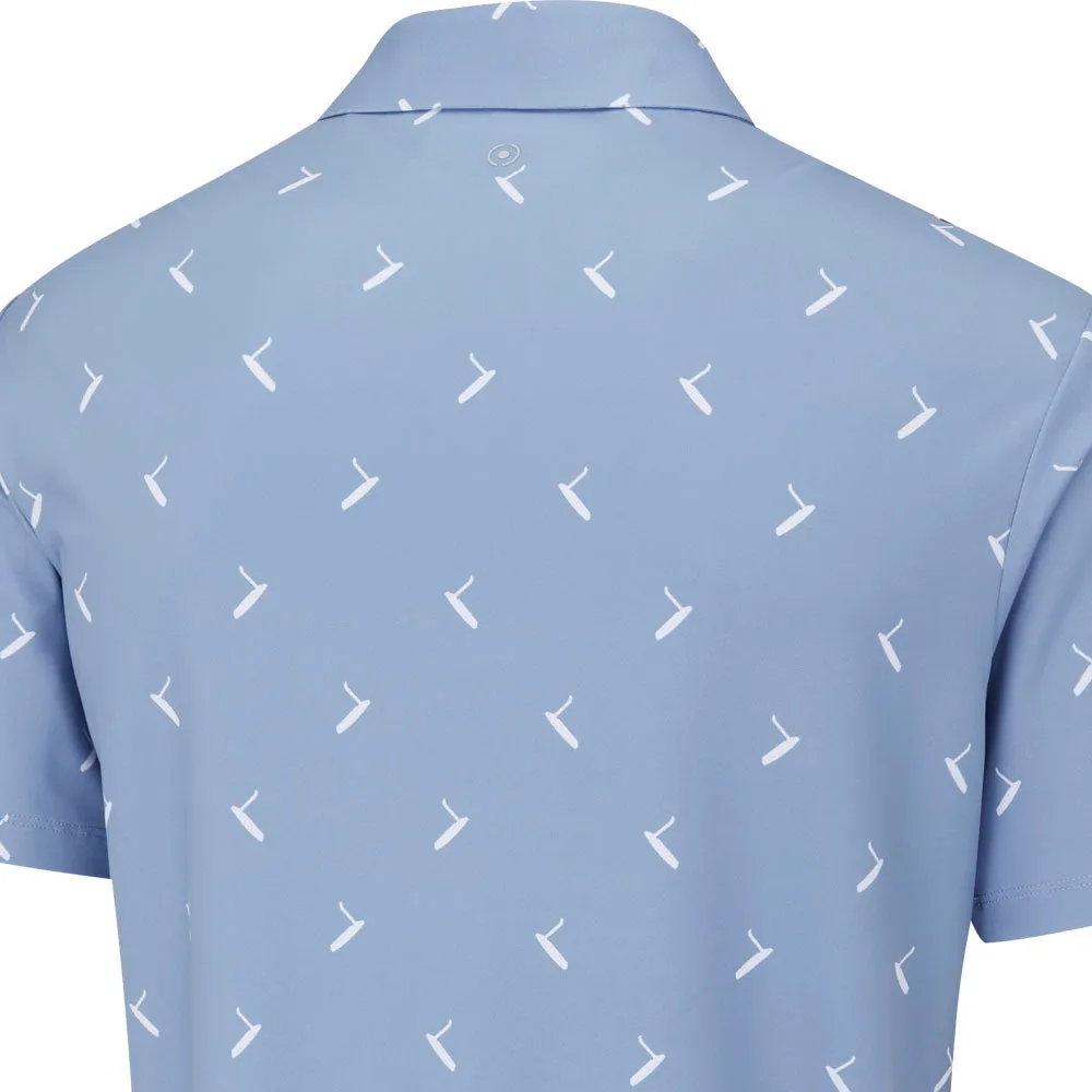 Designed to Dominate Economical Ping Gold Putter Printed Polo Shirt - Spring Blue Multi