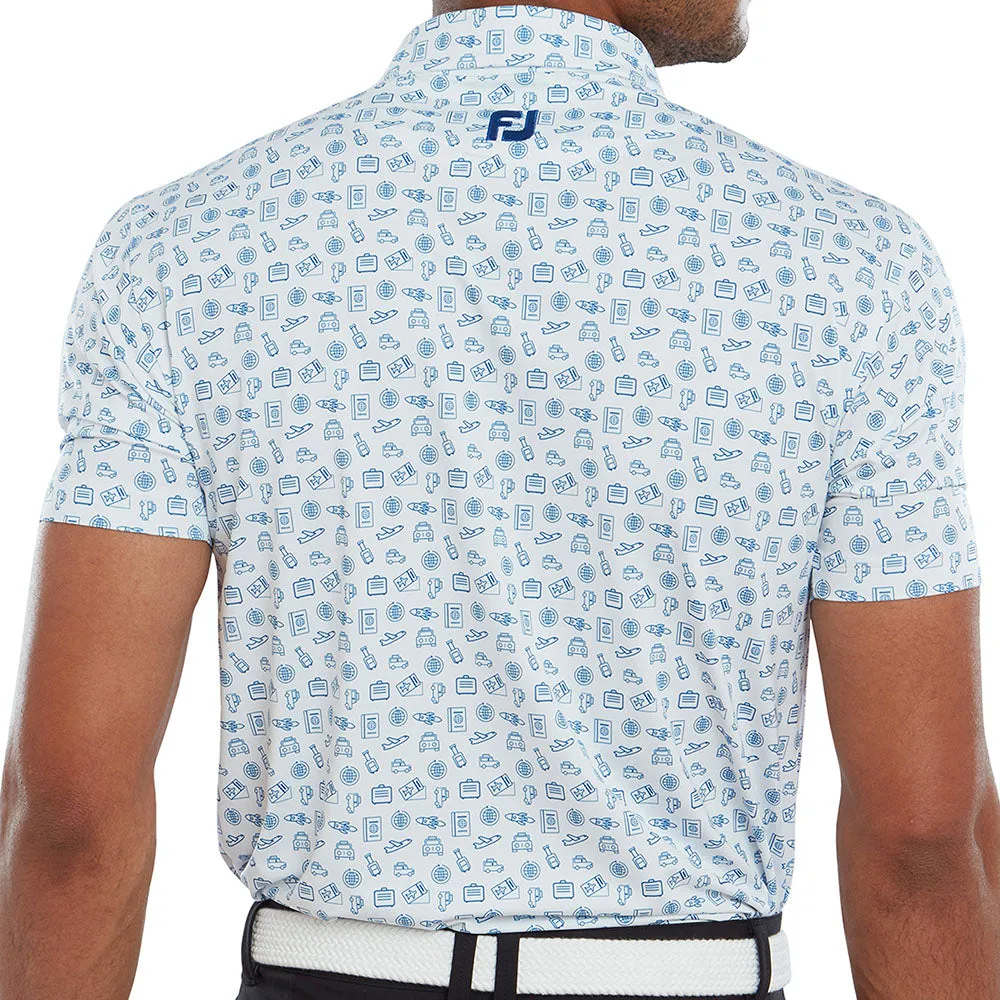 Dare to Lead Step Out Boldly Footjoy Travel Print Polo Shirt - White/Twilight